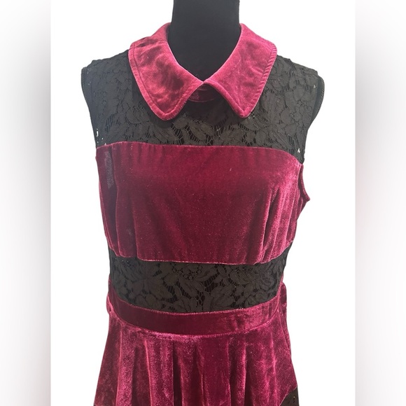 Venus Velvet & Lace Purple Black Dress sz 16 - Picture 5 of 6